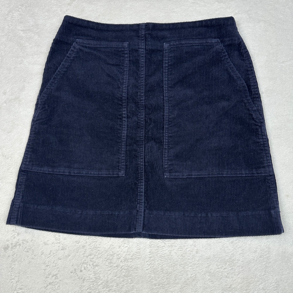 Uniqlo Womens Navy Blue Corduroy Mini Skirt A-Line Front Pocket Size 4 418882